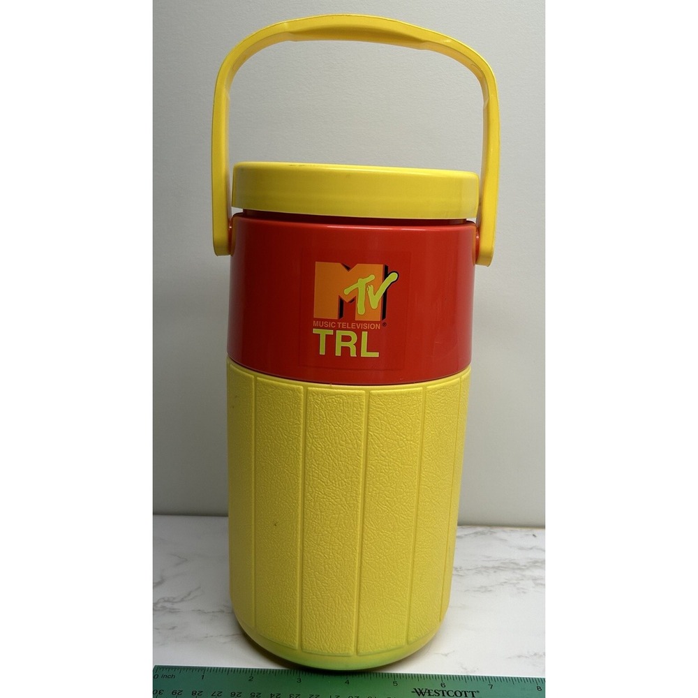 Coleman Slim Jim MTV TRL Cooler Vintage Jug With Spout Yellow Red EUC